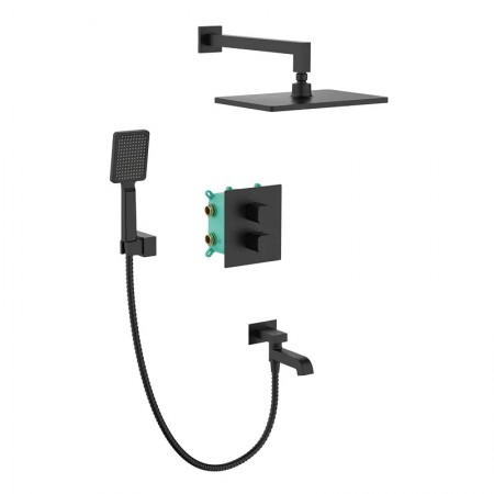 Душова система прихованого монтажу термостатом Koer KB-67011-05 KR4727 чорна